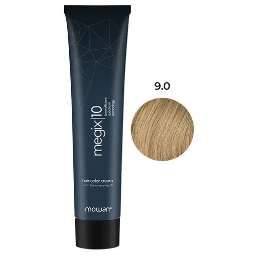 Профессиональная краска для волос с низким содержанием аммиака Megix10 Mowan 9.0 очень светлый блонд 100 мл - фото 1