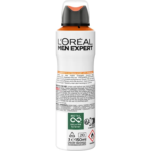 Дезодорант-антиперспірант для тіла L'Oreal Paris Men Expert Hydra Energetic Extreme Sport 150 мл  - фото 2