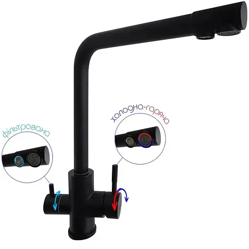 Комплект чорної кухонної мийки та змішувача Nett з нержавіючої сталі NB-7848 - фото 3