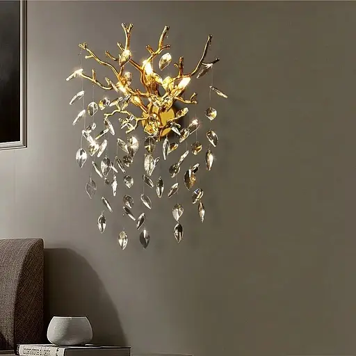 Бра Line F DIAMINA з кришталевим камінням W 33007/2 S GD - фото 1