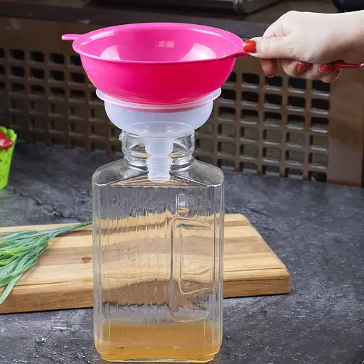 Набор сито со съемной лейкой воронкой пластик диаметр 18 см высота 16 см, Woodly Розовый 84914 - фото 2