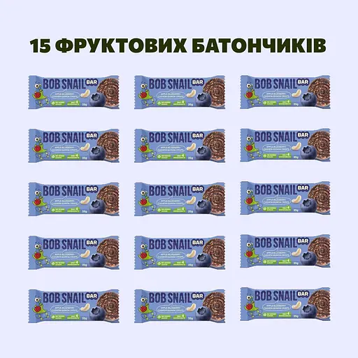 Фруктово-ягодно-ореховый батончик Bob Snail Яблоко-Черника-Кешью-Криспы Киноа 35 г x 15 шт. - фото 3