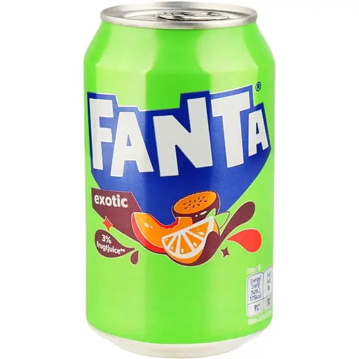 Напиток безалкогольный Fanta Экзотик сильногазированный 0.33 л ж/б (934682) - фото 1