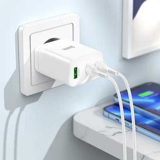МЗП Hoco N33 Start PD35W (1USB-A/2C) + кабель Type-C to Lightning White - фото 6