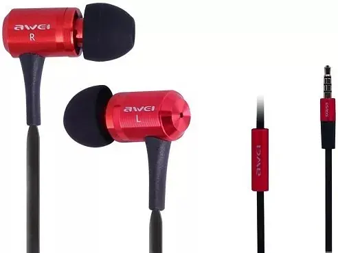 Дротові навушники Awei ES-120i, 3.5mm, 1.2m, red - фото 2