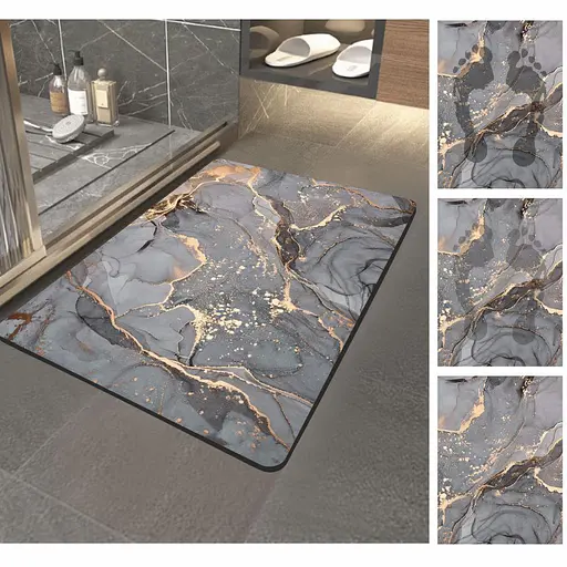 Суперпоглощающий Диатомитовый Коврик Aquarius для ванной 40 х 60 см Серый Мрамор - фото 3