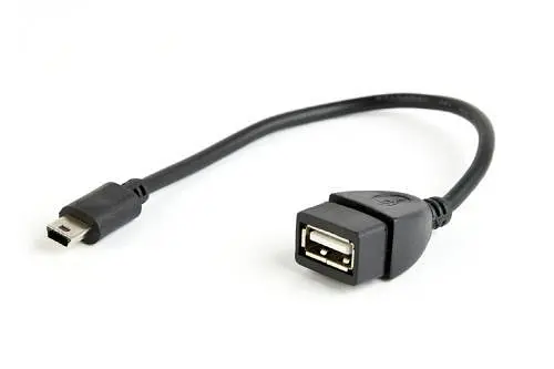 Кабель USB 2.0 AF - miniUSB (5P), 15 см, чорний, Cablexpert (A-OTG-AFBM-002) - фото 1