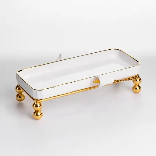 Блюдо сервировочное фарфоровое Yiwu 25х10 см для закусок фруктов десертов LB-1566BH - фото 1