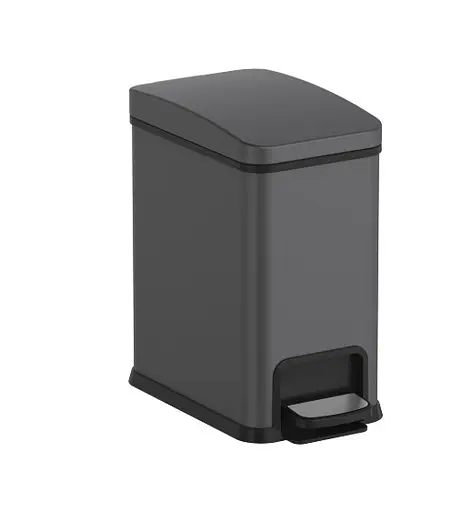 Відро для сміття Koer TC-010108-07 з плавним закриттям прямокутне 8 л графіт (KR5591)  - фото 2