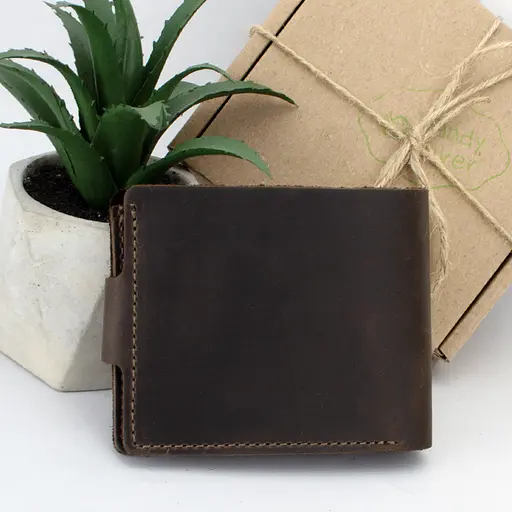 Портмоне мужское кожаное  на кнопке Handycover HC0028 коричневое - фото 3