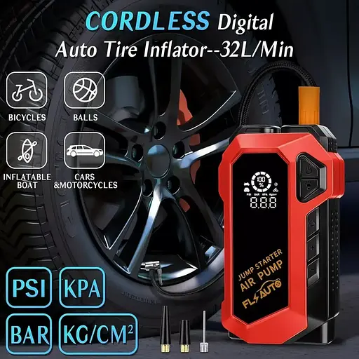 Пускозарядное устройство Jump StaRter для автомобиля 2000мАч с компрессором (Красный) - фото 5