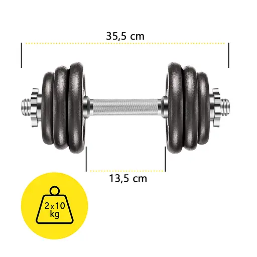 Гантелі металеві Cornix 2 x 10 кг набірні, в кейсі Black XR-0441 - фото 2