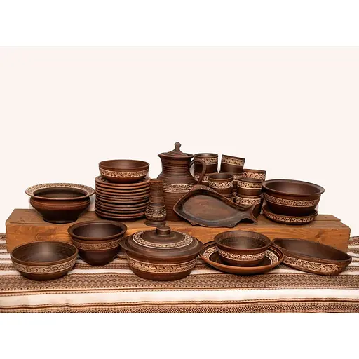 Різдвяний набір керамічного (глиняного) посуду Різдвяний на 12 осіб
