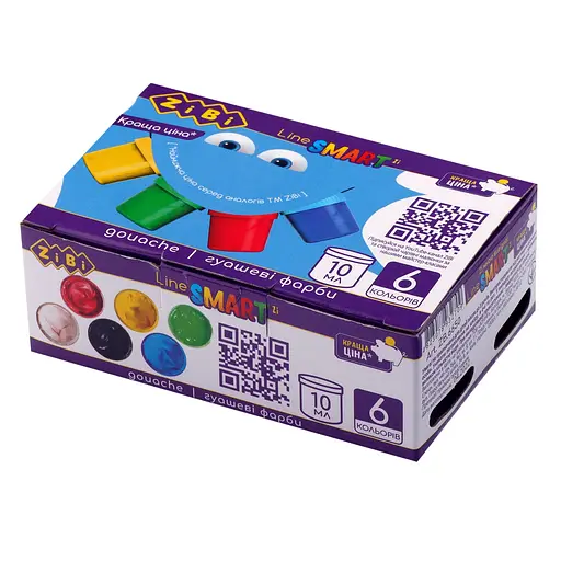 Гуашь 6 цветов х 10мл ZB.6650 SMART Line ZiBi, в коробке (4823078932709) - фото 1