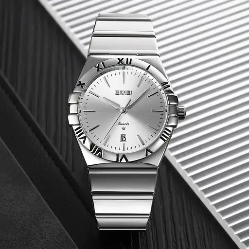 Мужские классические часы Skmei 9257 (Серебристые с серебристым циферблатом) - фото 3