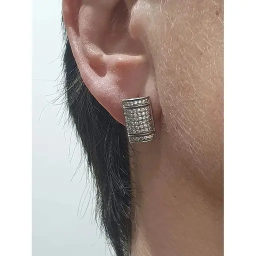 Срібні сережки Подіум з фіанітами. GE5878 - фото 2