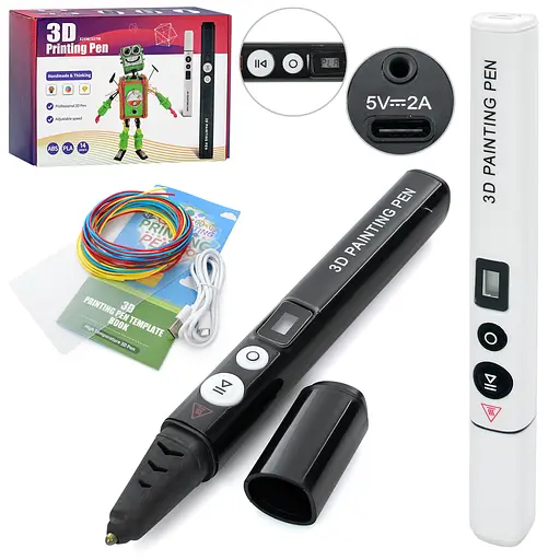 3D ручка, 17.5 см, тип філоменту PLA, 3 кольори, USB-шнур, 327 (В асортименті) - фото 2