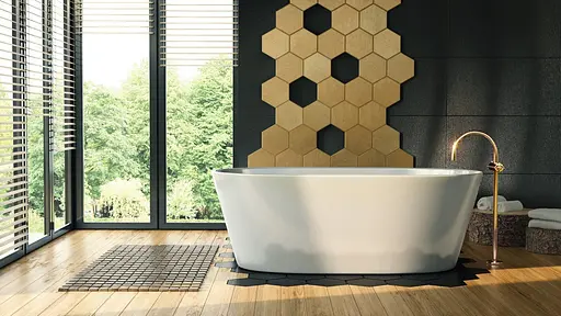 Ванна акриловая отдельностоящая Corsan Salna 170x72 + слив-перелив gold E026XLGL Золотой - фото 6