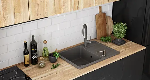 Кухонна мийка гранітна Rea Nils набір 5в1 grey ZLE-00101, Сірий - фото 3