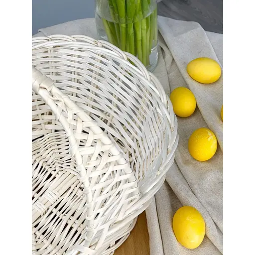 Великодній кошик із лози з однією ручкою Галичина Білий - фото 5