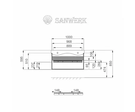 Тумба підвісна Sanwerk Алесса Air 100 Білий з умивальником Idea (MV0000898) Венге - фото 5