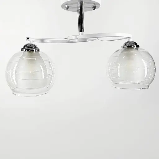 Стельова люстра в білому корпусі на 2 подвійних плафони | Арт. 6634/2 WT | Line F - фото 1