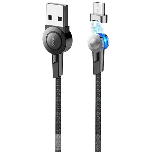 Кабель Hoco магнітний Micro USB rotatable plug S8, 1.2 м сила струму 2.4A чорний