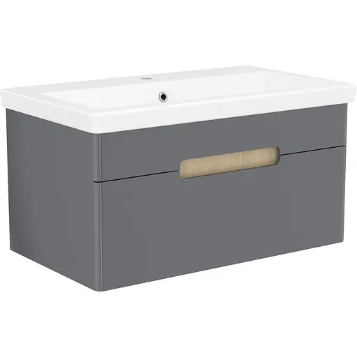 Тумба з умивальником Volle Solo 80 см Сірий 1910.328009 - фото 1