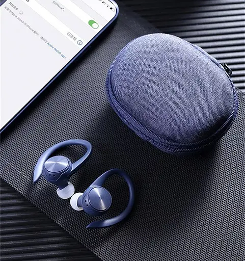 Бездротові спортивні Bluetooth навушники TWS J92 з тканинним зарядним кейсом і сенсорами управління чорні - фото 6