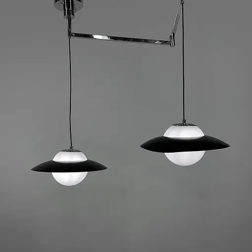 Регулирующий подвесной светильник в хромовом корпусе на Количество ламп лампочки с черним ободком | Line F | Арт. YG88/Количество ламп CH+BK - фото 2