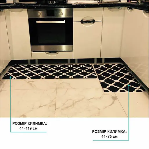 Коврики кухонные набор Lovely Svi из 2 шт: 44x74 x1 см и 44 x74 x1см Черный - фото 4