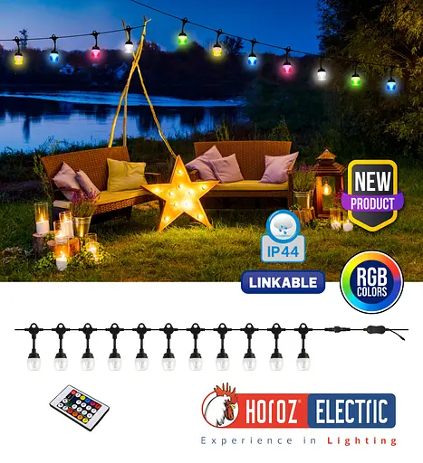 Гірлянда вулична світлодіодна вологозахищена Paradise RGB Horoz Electric P44 Чорна - фото 6