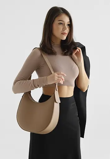 Жіноча шкіряна сумка Vivian темно-бежева флотар - фото 2