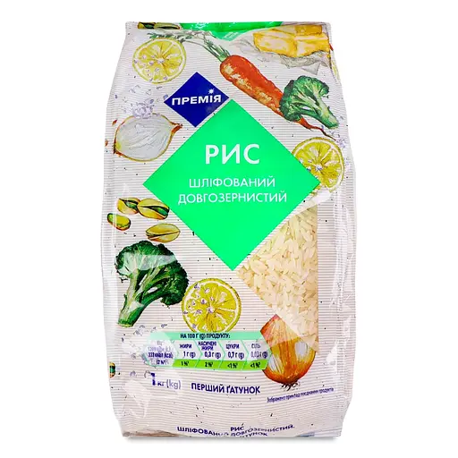 Рис Премія шліфований довгозернистий 1 кг - фото 1