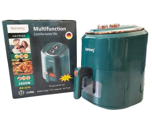 Аэрофритюрница электрическая безмасляная Rainberg RB-2242 7.5 л 3800 Вт Зеленый - фото 7