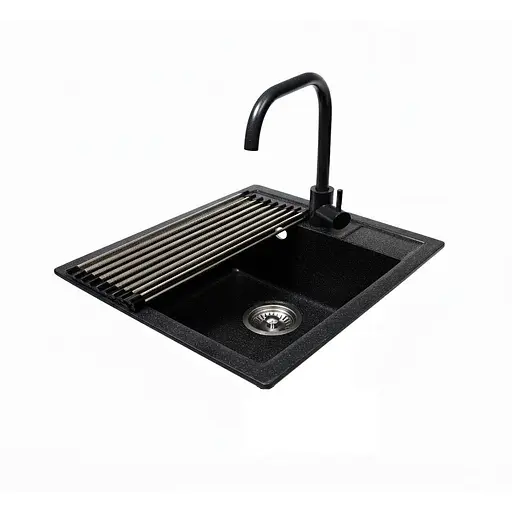 Комплект гранітна мийка + змішувач Romzha Adiere Grafit (B) - фото 1