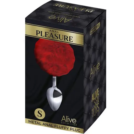 Анальна пробка Alive Anal Pleasure Metal Anal Fluffy Plug L 9 см (червоний) - фото 2