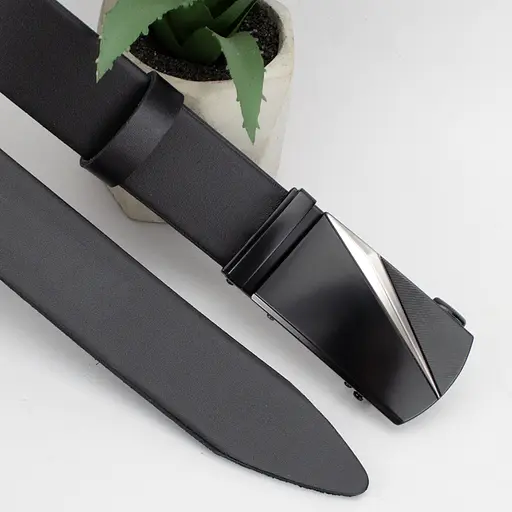 Ремінь шкіряний чоловічий HC-3463 (125 см) чорний на автоматі - фото 5