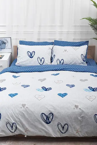 Комплект постільної білизни Moon&Star King Size 220x240 наволочки 2х40х60 Bessi Love Бязь Gold Люкс - фото 2