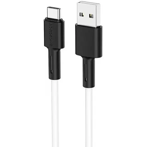 Кабель Borofone BX31 USB to Type-C 3A 1 м силиконовый TPE разъемы белый - фото 1