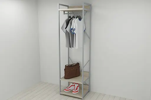 Шафа Гардероб Уні секція 1 серії Конект Ferrum-decor 220x60x50см Сірий метал ДСП Дуб Сонома 32 мм (FRD-104505) - фото 5