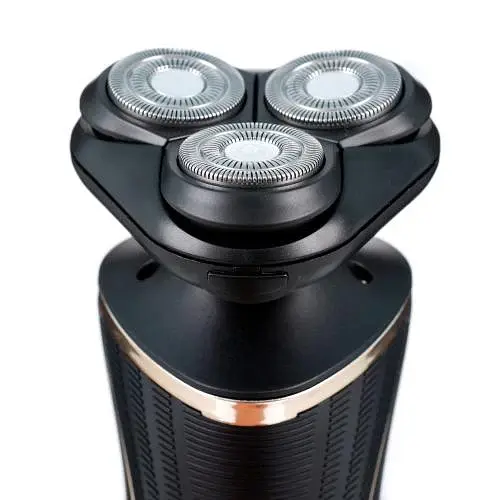 Электробритва Новый Харьков НХ-8526 Фаворит S Black, 6W, роторная, сухое бритье, 3 плавающие головки для бритья, плавающие двойные лезвия, повторение контуров лица, питание сеть, триммер для висков, электронная кнопка включения - фото 3