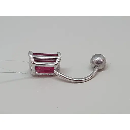 Серебряная серьга для пирсинга пупка с фианитами. 7028.5С - фото 3