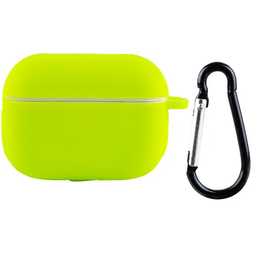 Силіконовий футляр New з карабіном для навушників Airpods Pro Салатовий / Neon green