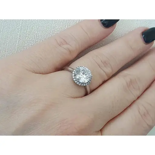 Срібне кільце Агні ЖАННА з фіанітами.1040/1Р-CZ 17 - фото 2