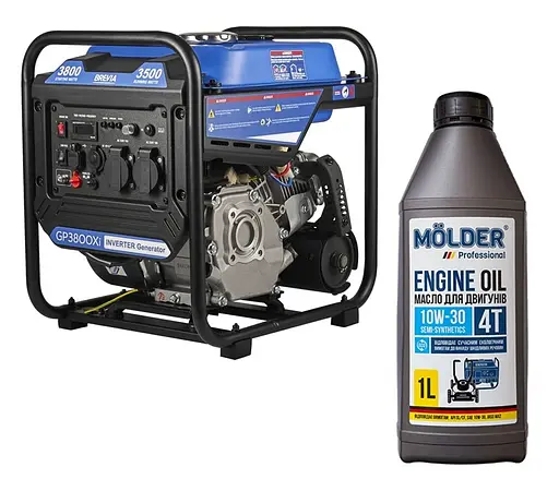 Комплект генератор Brevia інверторний бензиновий 3,8кВт GP3800Xi + масло Molder Engine Oil 4T 10W-30 1л(gm_11)