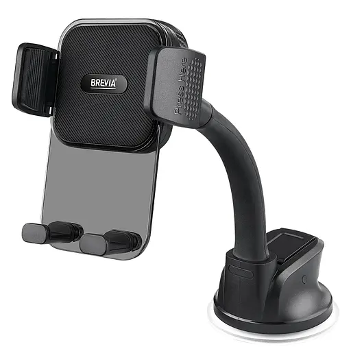 Тримач телефону автомобільний Brevia FlexArm СrystalHold із присоскою, гнучкий 163мм, для 4.7-6.8', ширина до 90мм, чорний(48760) - фото 1