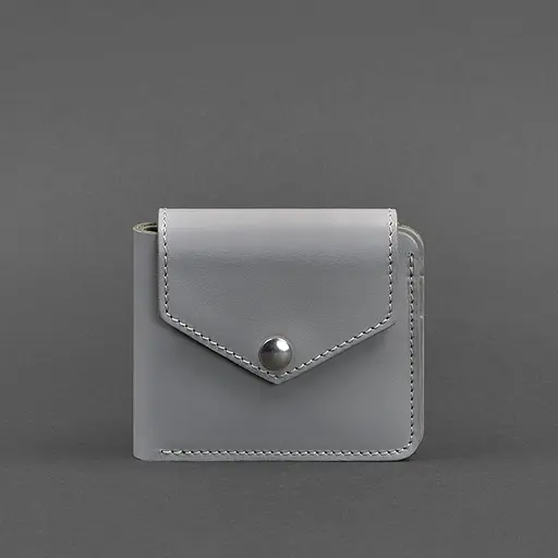 Шкіряне портмоне 4.2 на кнопці сіре - фото 9