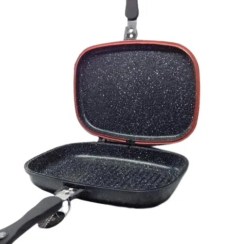 Сковорода гриль с антипригарным покрытием Edenberg EB-8138 двухсторонняя 32х25 см для стейков. - фото 2