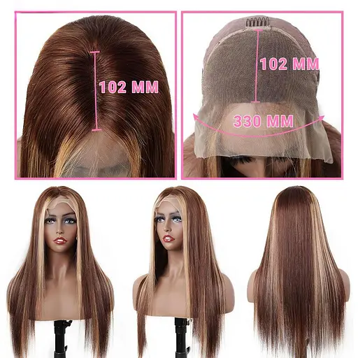 Длинный парик из прямых искусственных волос омбре 70 см Каштановый с Блонд - фото 5